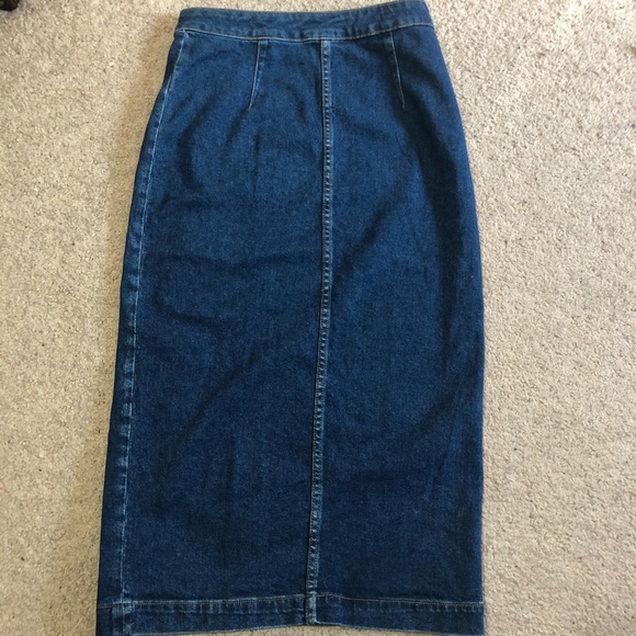 Free People Jasmine Buttoned Denim Midi Skirt - Picture 7 of 8